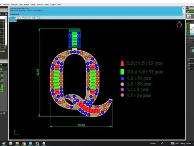 4821 Luxury Diamond Baguette Q Letter Pendant 3D print model