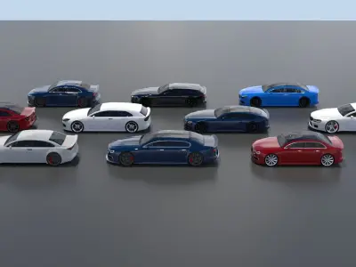 Generic 10 car pack Low-poly 3D model