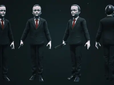 Twin Dolls Pack - Rigged and Animated Low-poly 3D model