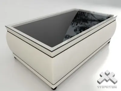 Classic coffee table with glass top 3D model