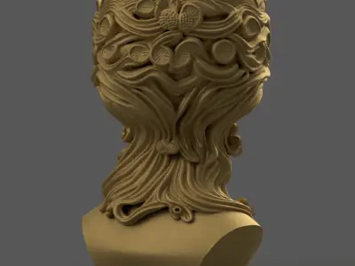 Elegant Woman Head Planter urn candy container candle holder 3D print model