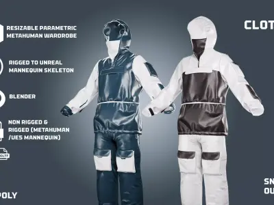 Ski Snowboard - clothyfic full outfits Low-poly 3D model