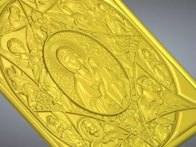 Saint mariam with jesus relief panel paradise - altar - church 3D print model