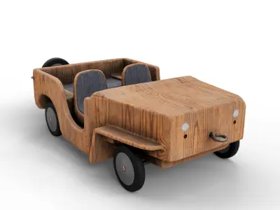 Vintage Wooden Toy Car Low-poly 3D model by ErikNurshin