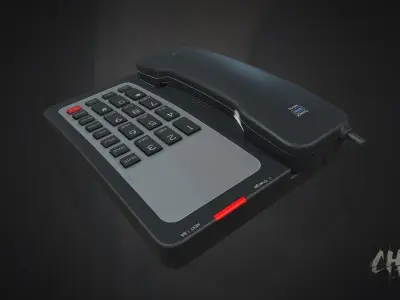 Modern Game-Ready Wireless Cordless Office or Hotel Telephone Low-poly 3D model