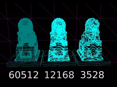 Chinese Temple Stone lion 3 LOD ready for Unreal and unity Low-poly 3D model