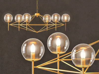Rowan chandelier with balls hanging from it 3D model