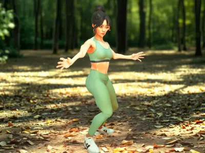 Green Athletic Figure model pack Low-poly 3D model