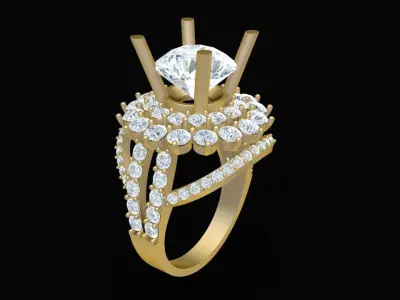 Luxury Multi Layer Diamond Engagement Ring for Women  1813 3D print model