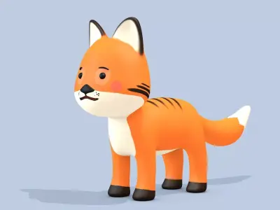 Cartoon Fox Low-poly 3D model get