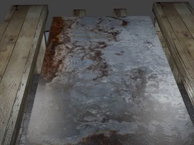 Shedd empty room with rusty walls Low-poly 3D model