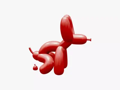 Pooping Balloon Sausage Dog Low-poly 3D model