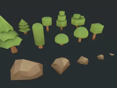 LowPolyTreesAndRockS pine tree Low-poly 3D model