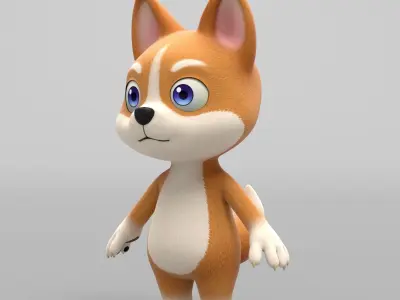 Dog cartoon character modeling textures 3D model