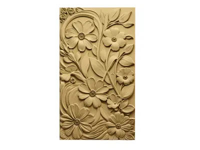CNC STL Relief Panel Classic Floral Art Carving File 266 3D model