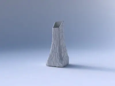 Vase squeezed and bent rectangle with organic cells 3D print model