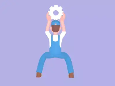 Stylized 3D Male Mechanic Character-Cartoon Energetic Tire Pose 3D model