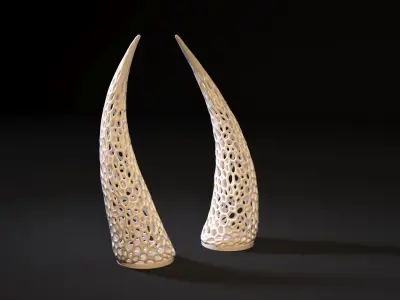 Horns two horn sculptures 3D print model
