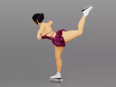Ice Skating Girl - Spiral Pose Low-poly 3D model