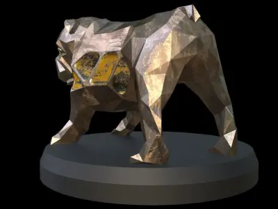 Steampunk Old Bulldog Pose Low-poly 3D model