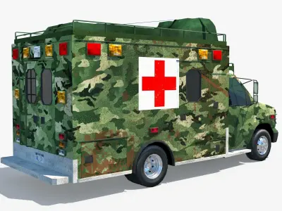 Military Ambulance Truck  Low-poly 3D model