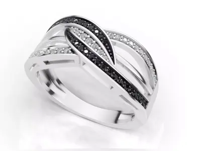AV 725 Diamond Swirl Crossover Ring for Women 3D print model