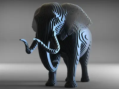 elephant statue sliced outdoor indoor decoration 3D model