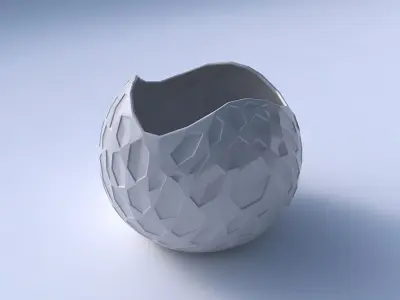 Bowl Spheric wavy with crystal dents 3D print model