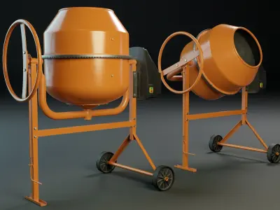 Portable Concrete Mixer PBR Low-poly 3D model