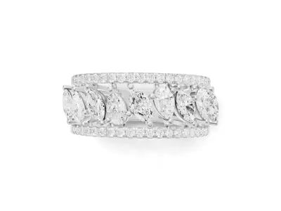Bridal Diamond Engagement Band With Marquise and Pear Diamond 3D print model