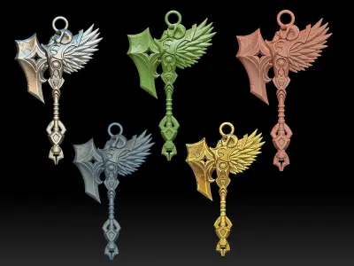 Pendant Axe Pendant Sculpture jewelry gold necklace 3D print model