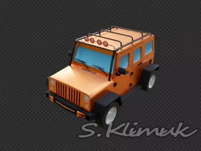 Jeep cartoon style Low-poly 3D model