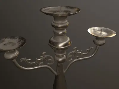 Old candle holder low-poly Low-poly 3D model