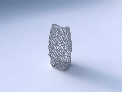Vase arc rectangle with faceted and twisted organic lattice 2 3D print model