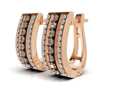 AV 741 Diamond Womens Huggies Hoop Earrings 3D print model