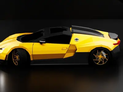 Baguette Voryen 2-33 Ultimate Super - Low Poly Generic Hyper Car Low-poly 3D model