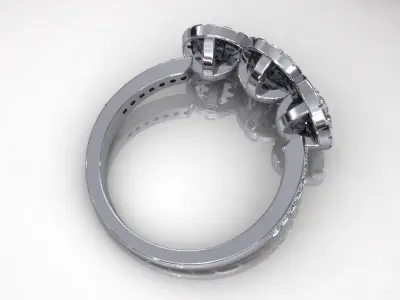 Three Flower Diamond Ring 3D print model