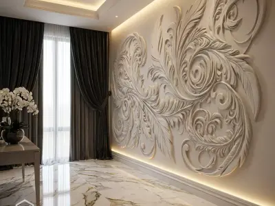 modern panel wall decor set relief stl mural CNC 280 3D model