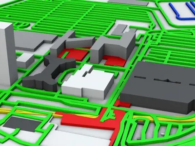 Vienna Schwechat VIE Airport Roads Buildings and Public Trans 3D model