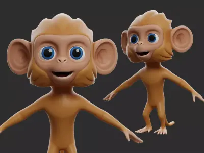 Monkey Cartoon II Low-poly 3D model