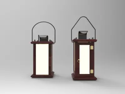 lantern T two wooden lanterns 3D model