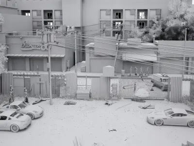 Abandoned Zombified Building Low-poly 3D model