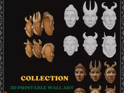 African Tribal Mask Collection Vol 1 Unique Design Wall Ar 3D print model