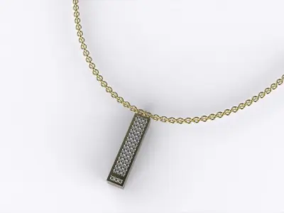 Modern Love Pendant 3D Model with  Stones 3D print model