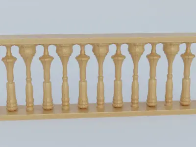 Classic Wooden Balustrade Ornate Fence Pillar 3D model