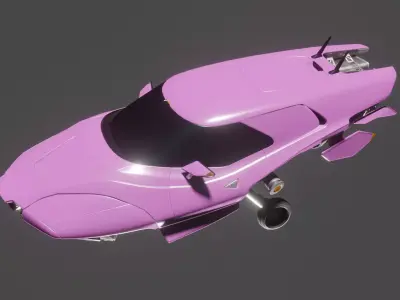 Cyberpunk HoverCar Low-poly 3D model