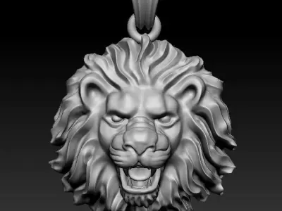 Lion pendant closed mouth 3D print model 3D print model