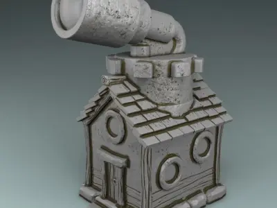 village set house with telescope 3D print model