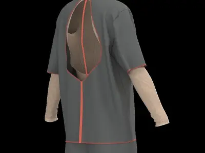  Female oversized tshirt  overalls short 3D model