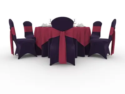 Banquet Table and Chair 64 3D model